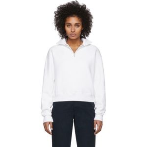 RE/DONE Off White Cotton 70s Half Zip Sweatshirt Size XS BNWOT